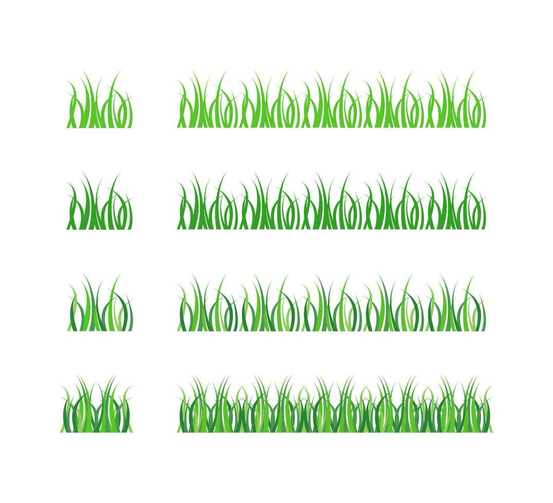 Green grass icon set. Golf filed decoration symbol. Sign vegetetion vector flat.