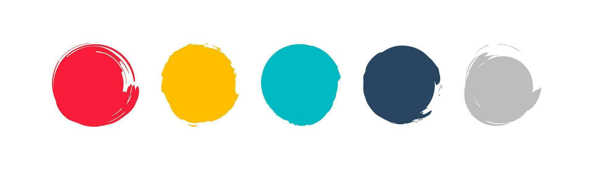 Colored circles painted with paint icon set. Daub with a brush symbol. Sign stain vector. vector