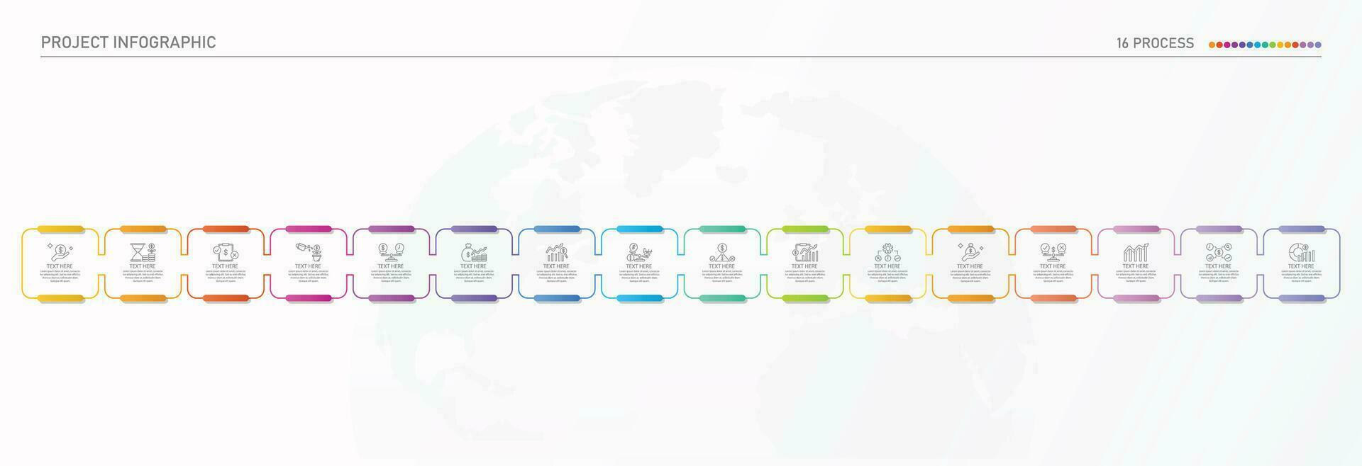 Infographic process design with icons and 16 options or steps. vector