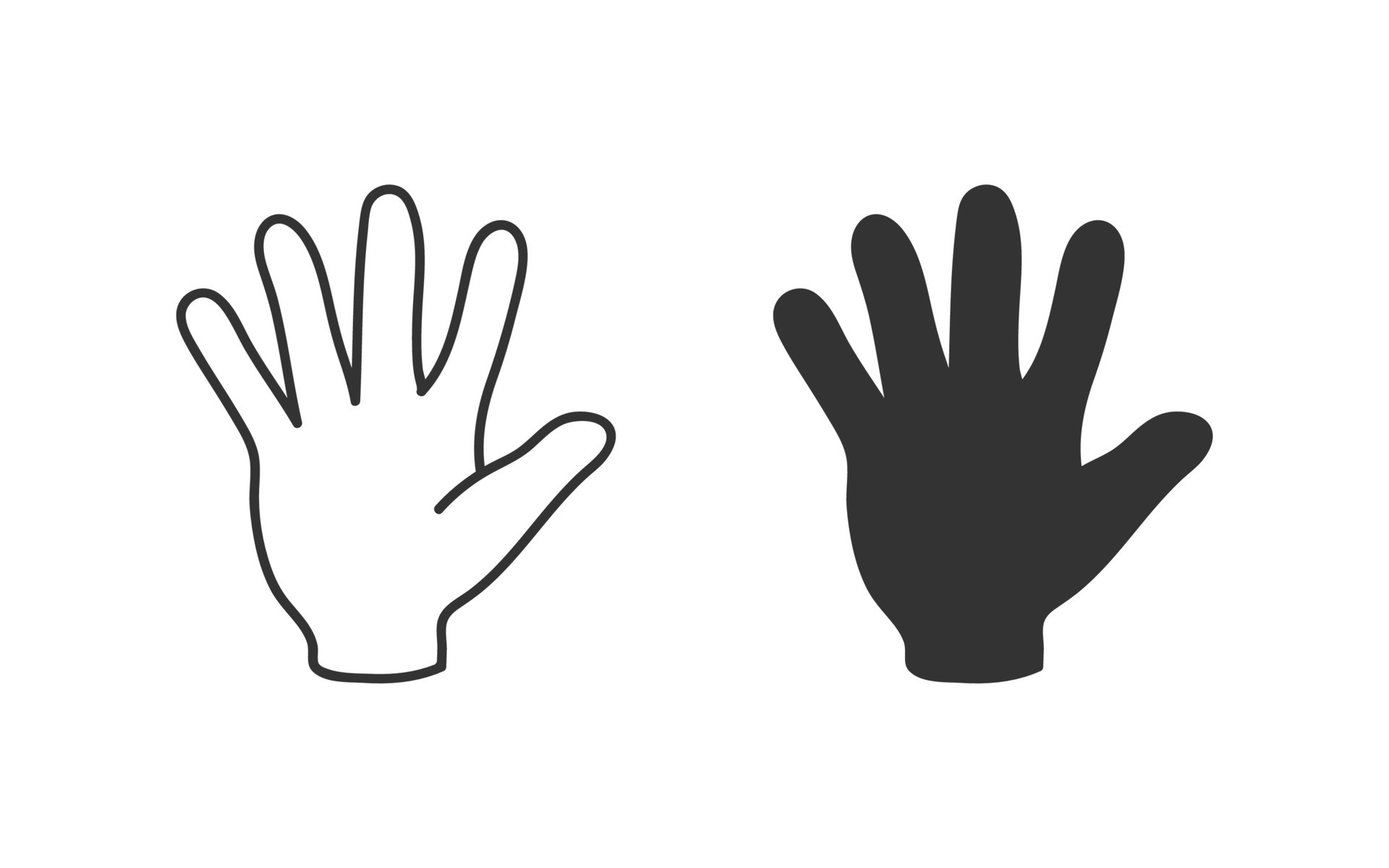 Five fingers gesture thin line icon. Open palm symbol. Sign hand vector