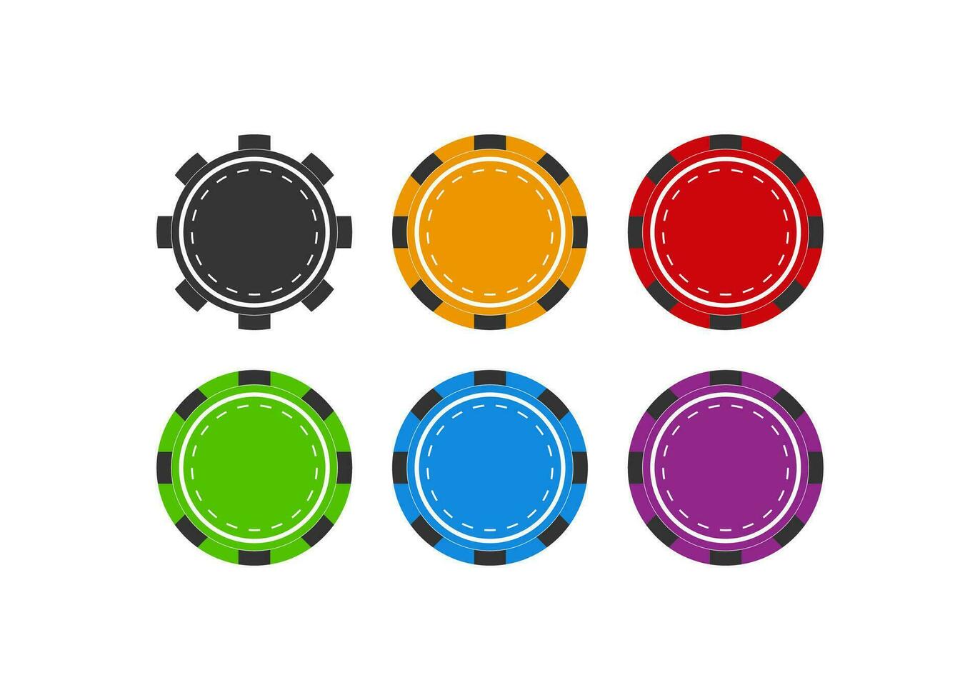 Color poker and casino chip icons. Gambling symbol. Sign games money vector. vector
