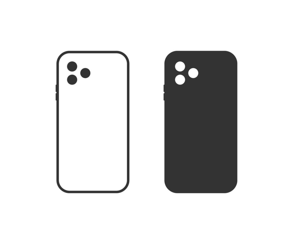 Back view phone icon. Smartphone symbol. Sign device vector flat.