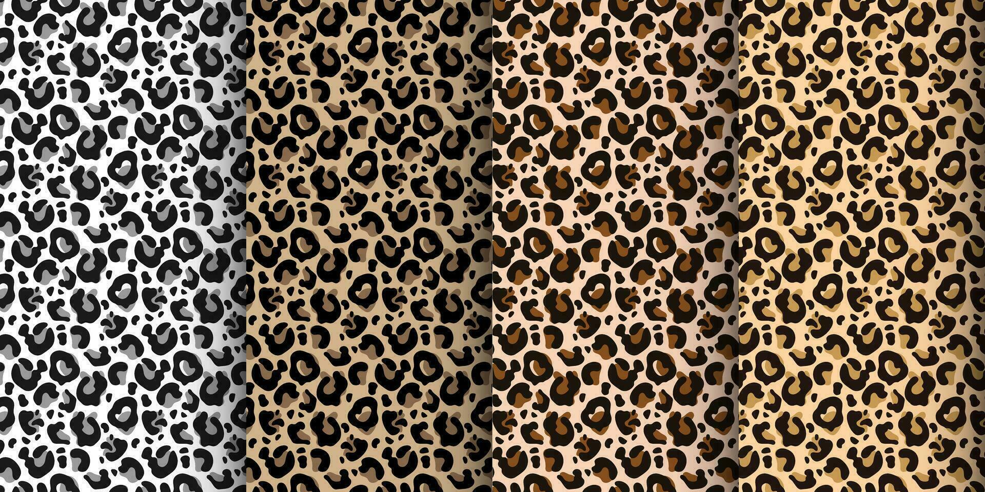 Leopard, tiger seamless pattern, abstract wild animal skin background. Set of leopard textures, design for backgrounds, prints, textiles. Vector