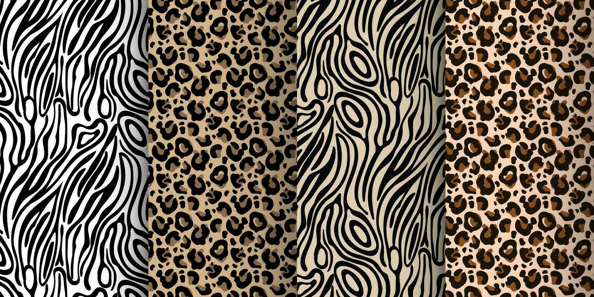 leopardo, Tigre sin costura patrón, resumen salvaje animal piel antecedentes. conjunto de leopardo texturas, antecedentes diseño, huellas dactilares, textiles. vector