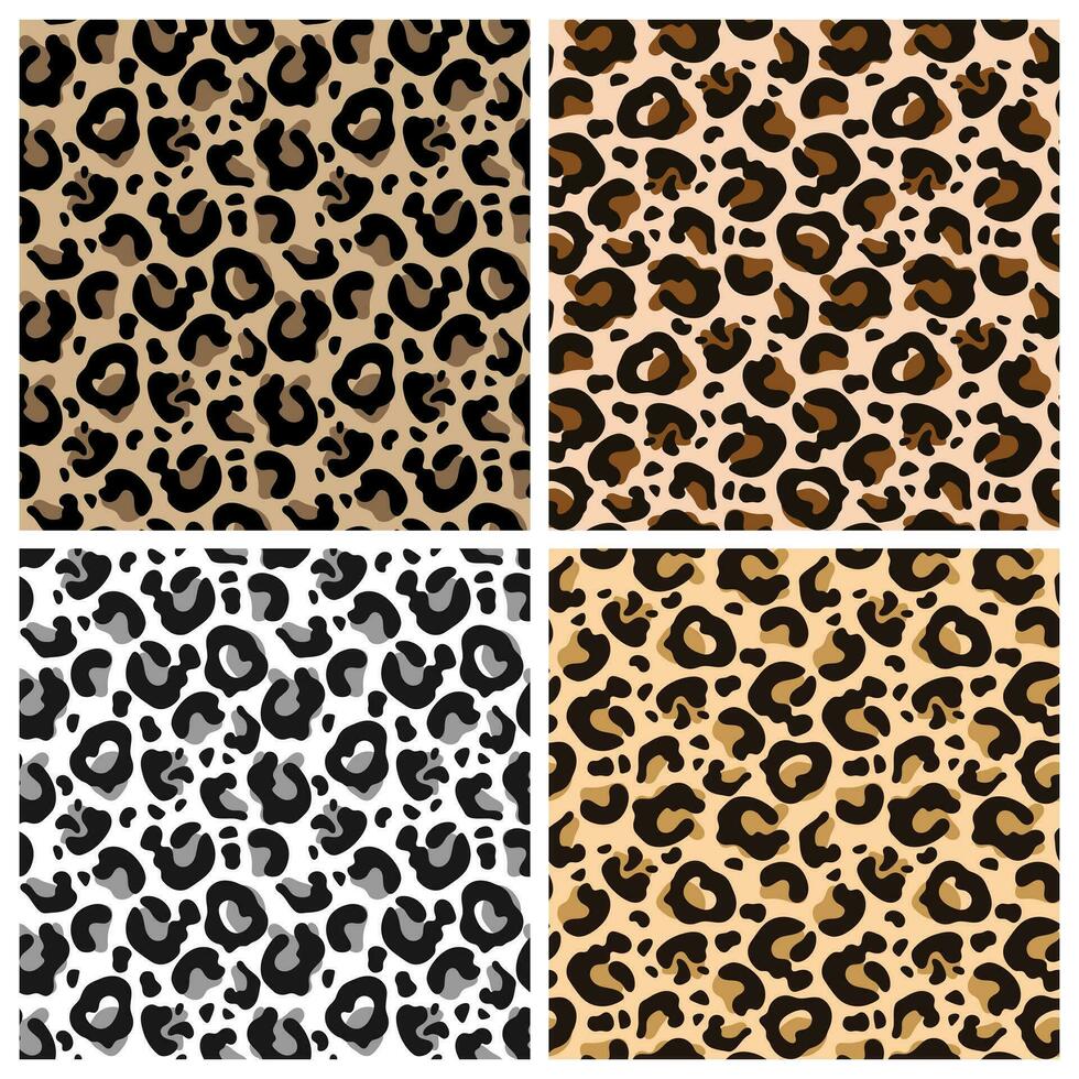 leopardo, Tigre sin costura patrón, resumen salvaje animal piel antecedentes. conjunto de leopardo texturas, diseño para antecedentes, huellas dactilares, textiles. vector