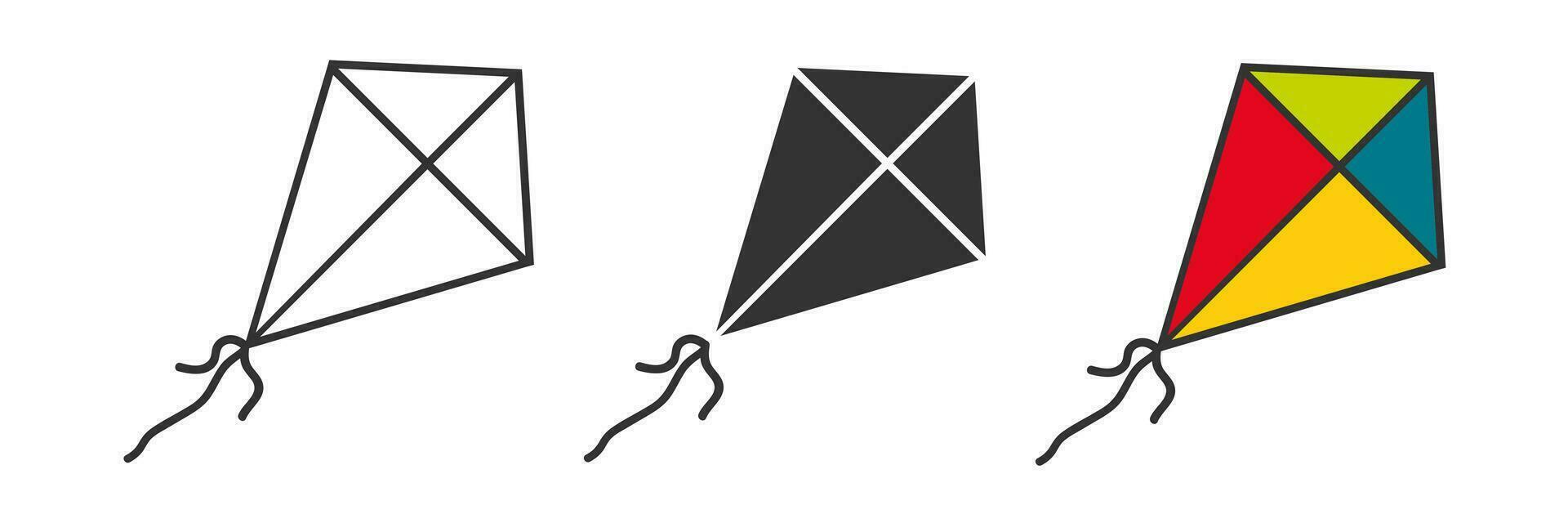 Kite icon. Kid wind game symbol. Sign hobby outdoor activity vector. vector