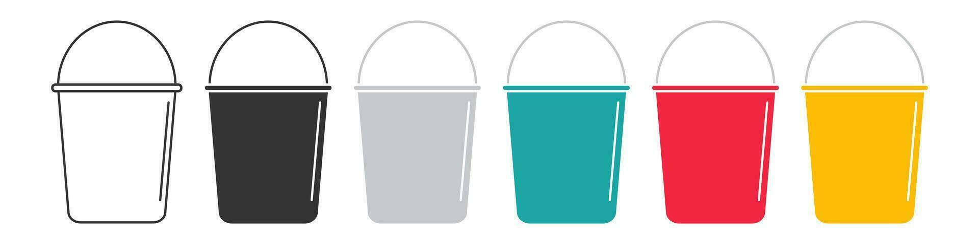 Bucket icon. Colored water tank symbol. Sign pail vector. vector