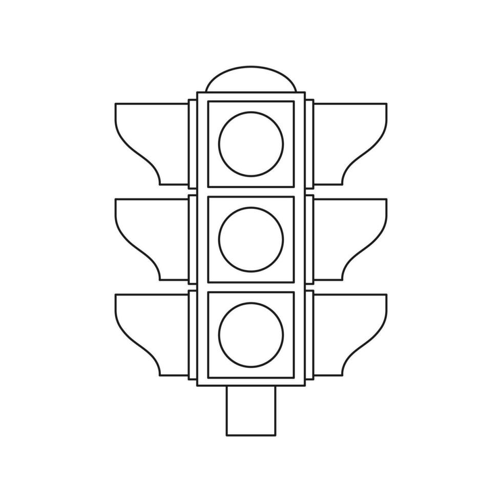 Traffic light on a white background. Road semaphore. Sketch for children's coloring book, vector