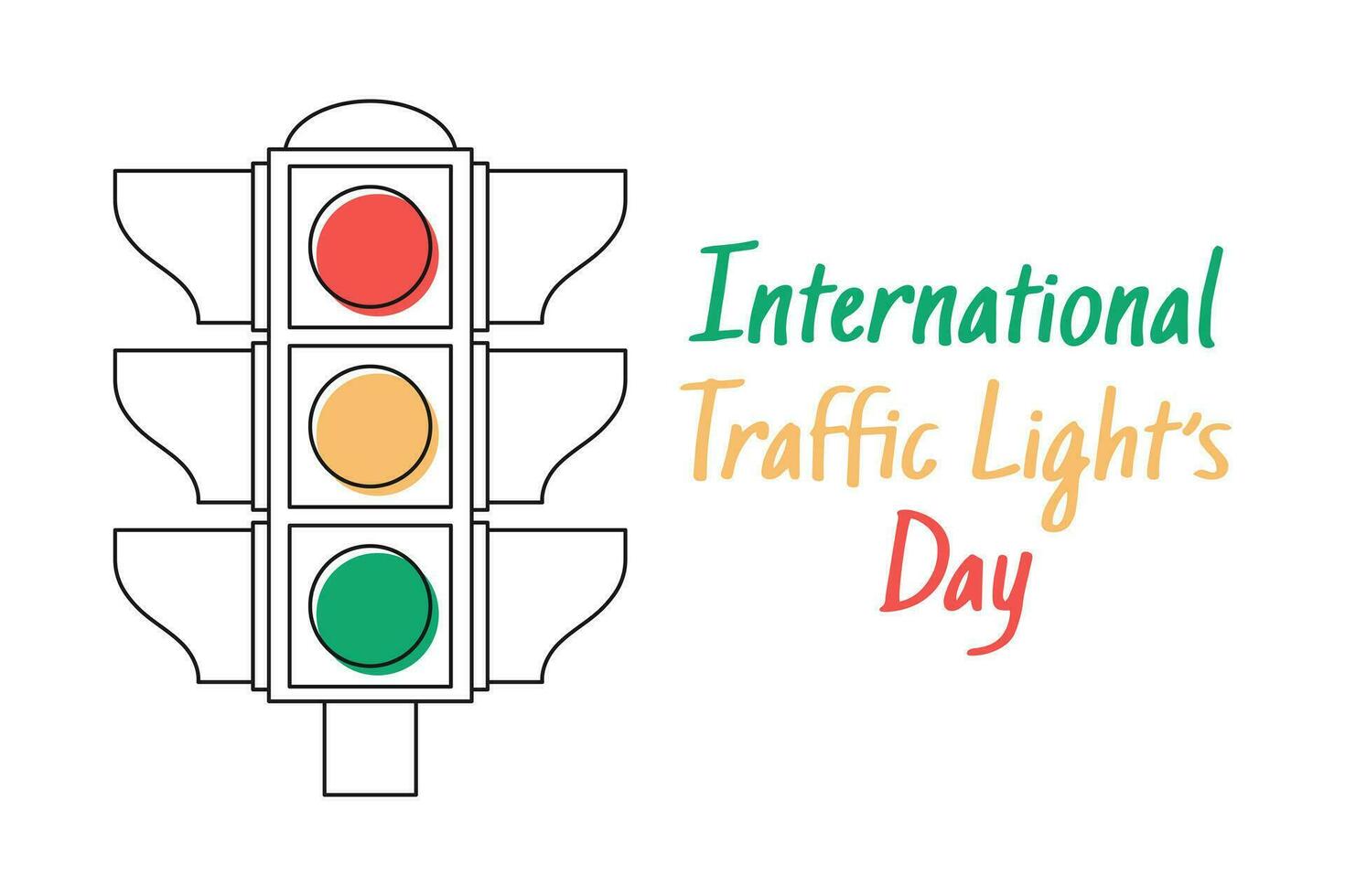 World Traffic Light Day. Traffic light on a white background. Road semaphore. Illustration in flat style, vector