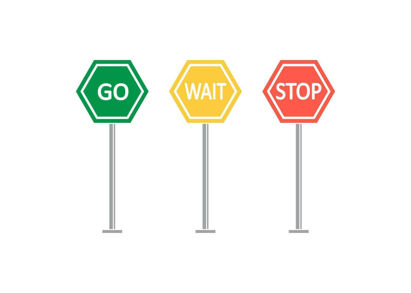 Colored go, wait, stop control icon.  Traffic regulatory symbol. Signs road vector. vector