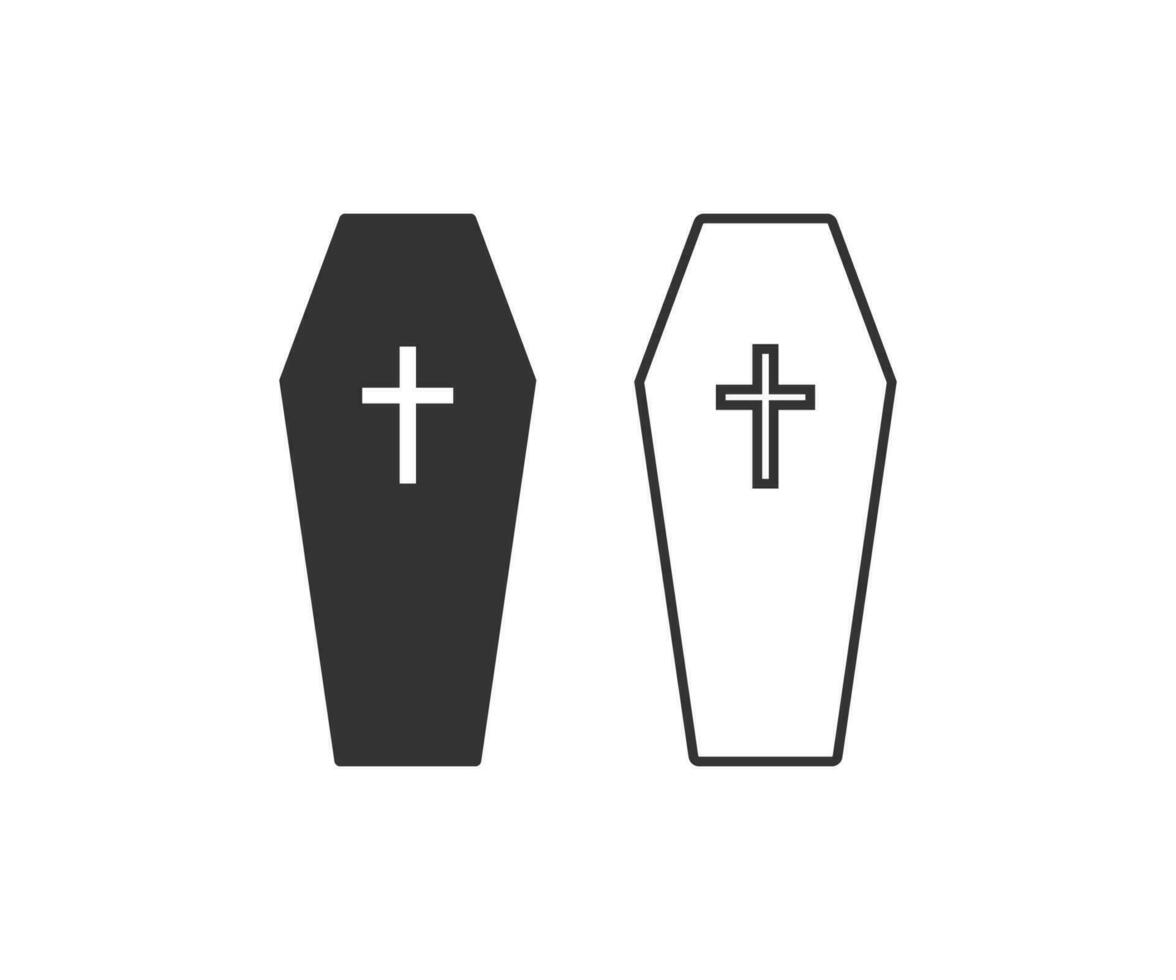 Coffin icon. Death symbol. Sign hallowin box vector flat.