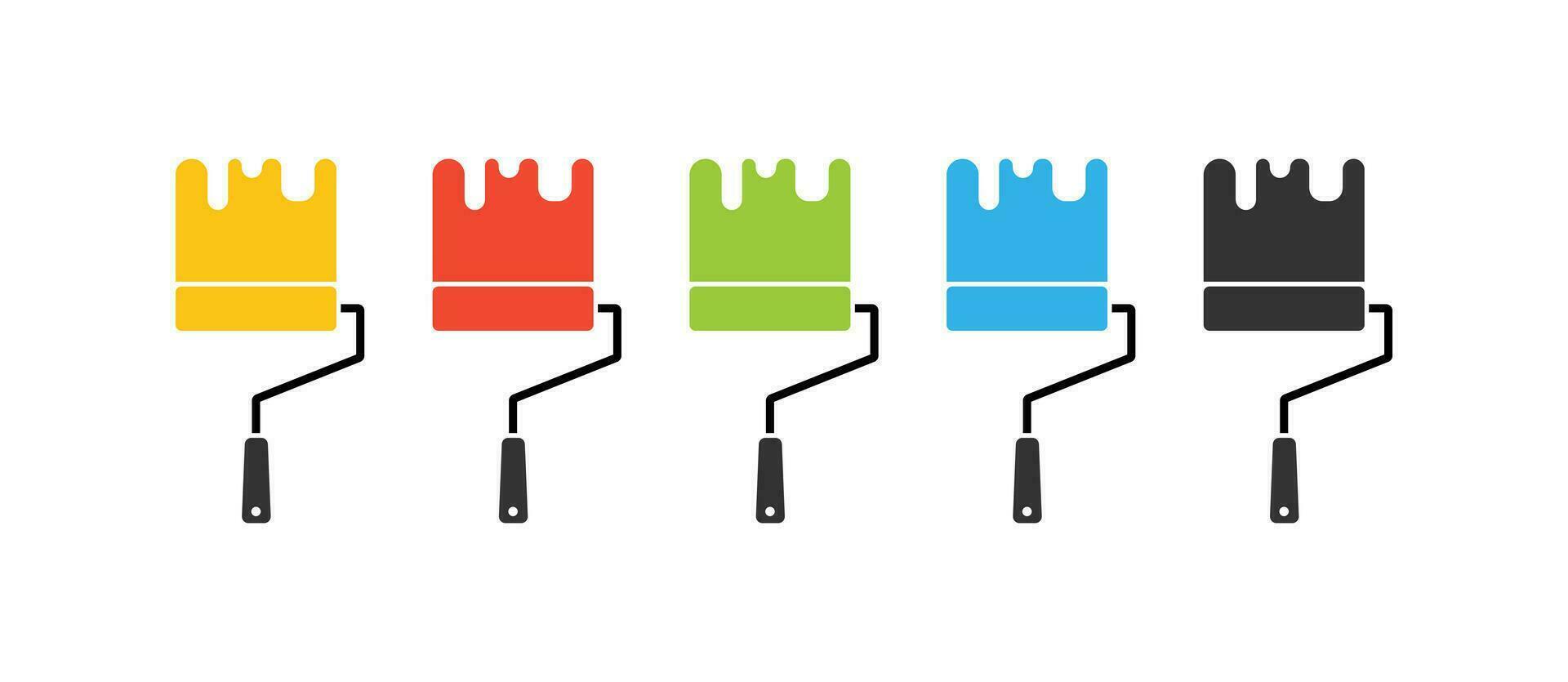 Colored paint rollers icon. Painting symbol. Sign brush vector. vector