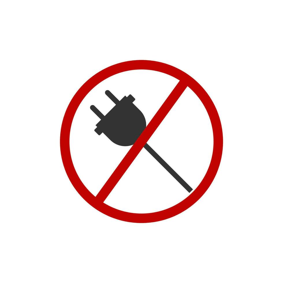 No Electrical plug icon. Do not connect socket symbol. Sign stop energy cable vector. vector