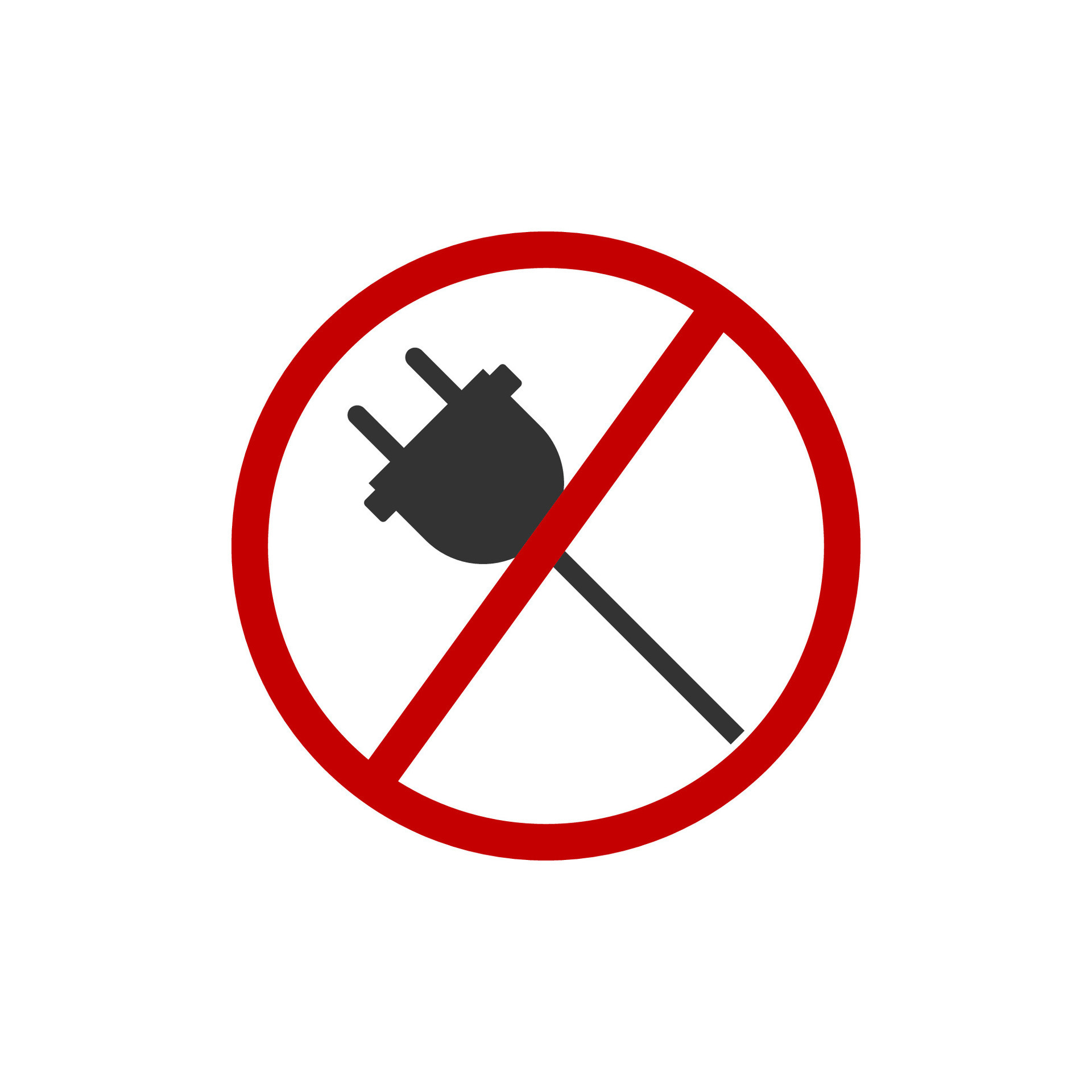No Electrical plug icon. Do not connect socket symbol. Sign stop energy