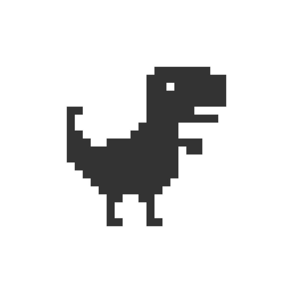 Pixel art of dinosaur icon.  Describing offline error for internet symbol. Sign dino game vector. vector