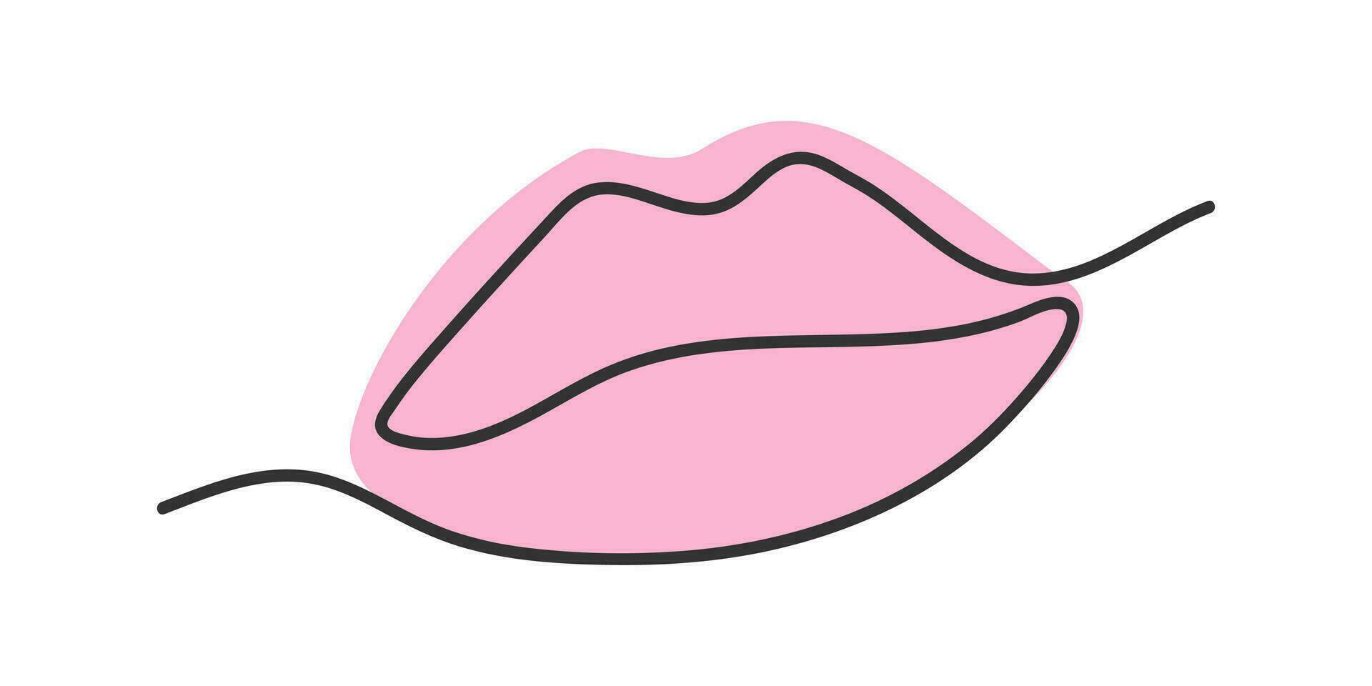 Lips drawn continuous line icon. Beauty symbol. Sign kiss vector. vector