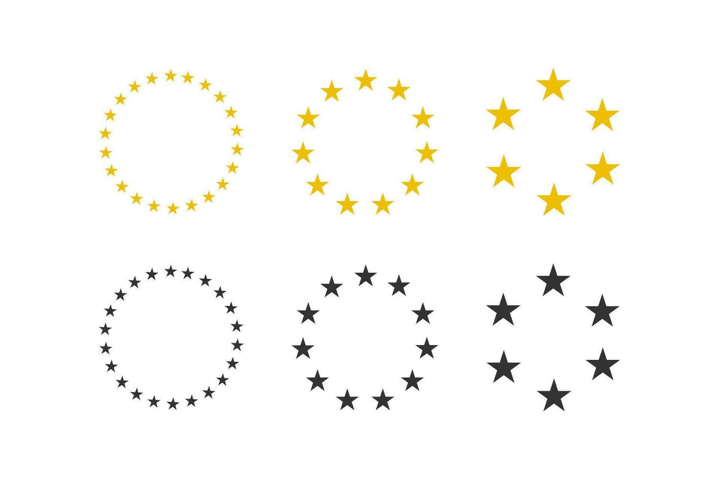 estrellas de varios tamaños arreglado en un circulo icono. unidad símbolo. firmar bandera vector. vector