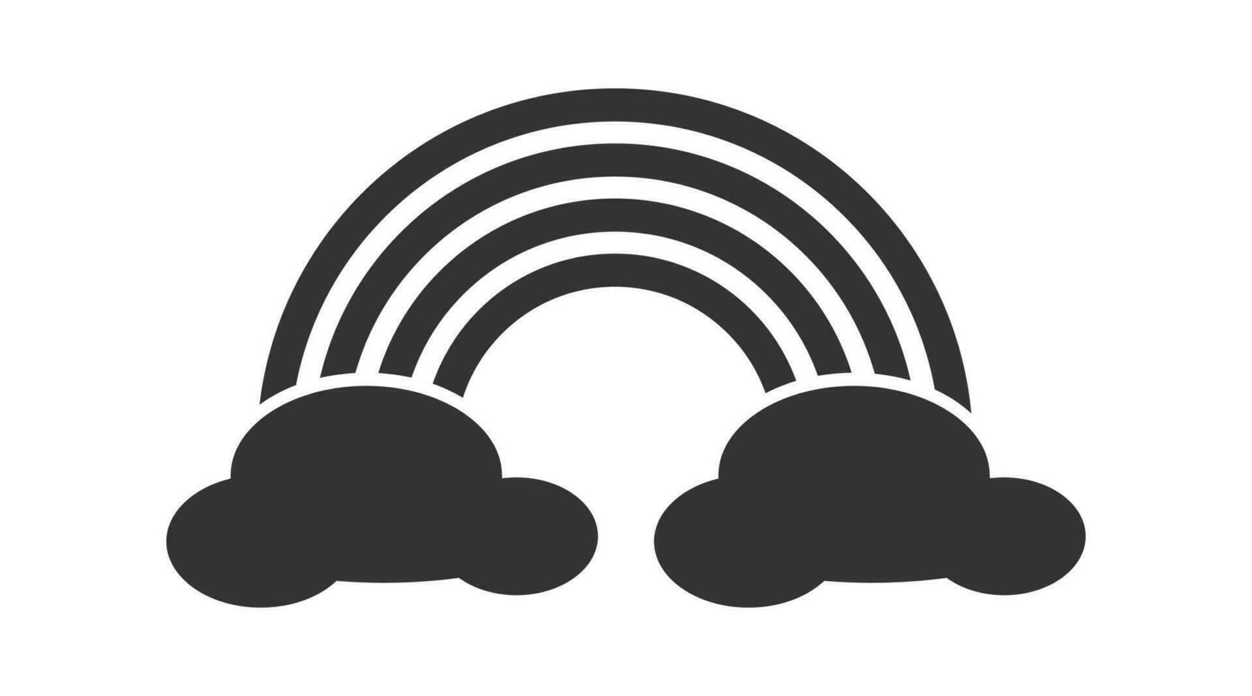 Black rainbow and clouds icon. Weather silhouette symbol. Sign sky element vector. vector