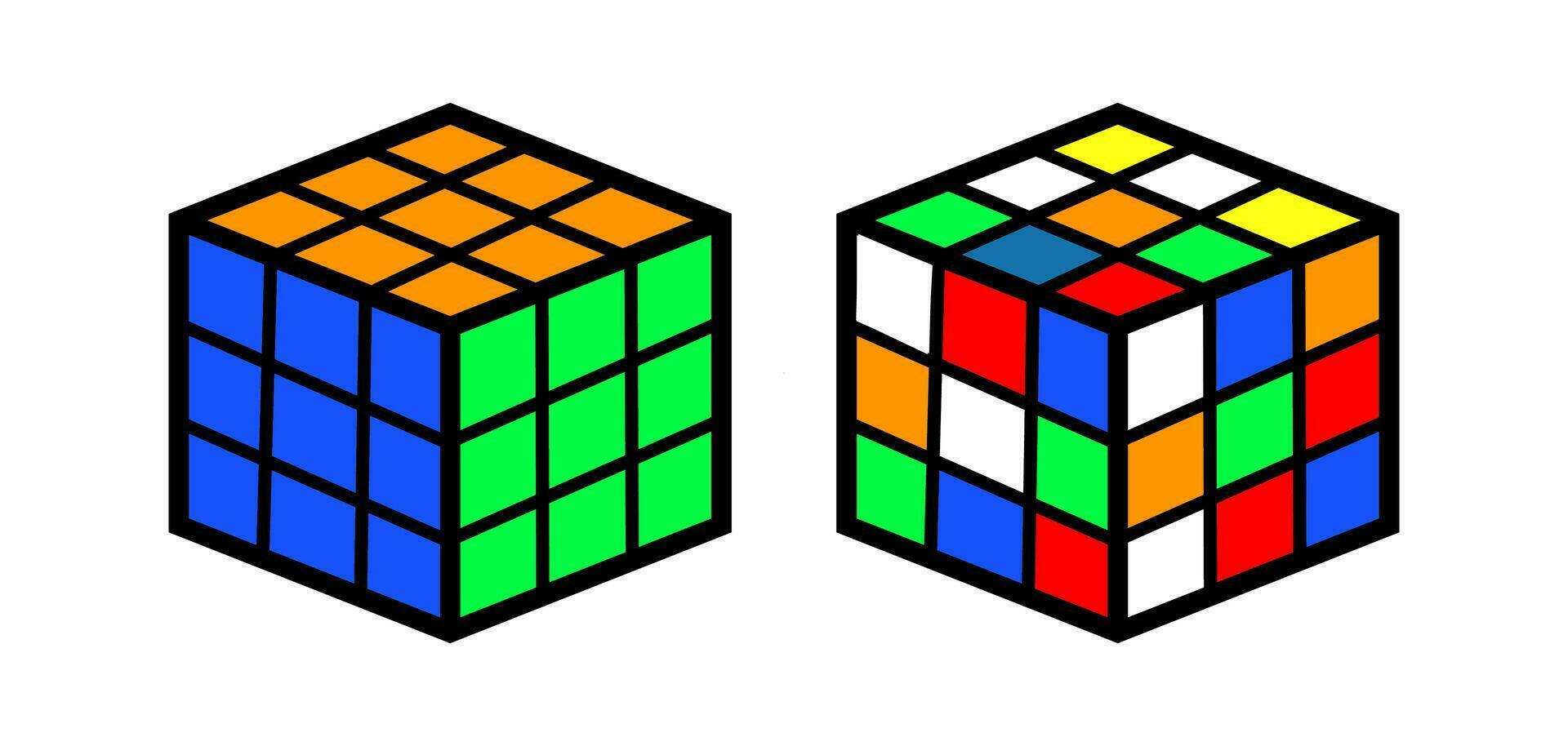 de rubik cubo icono. rompecabezas juego símbolo. firmar difícil color caja vector. vector