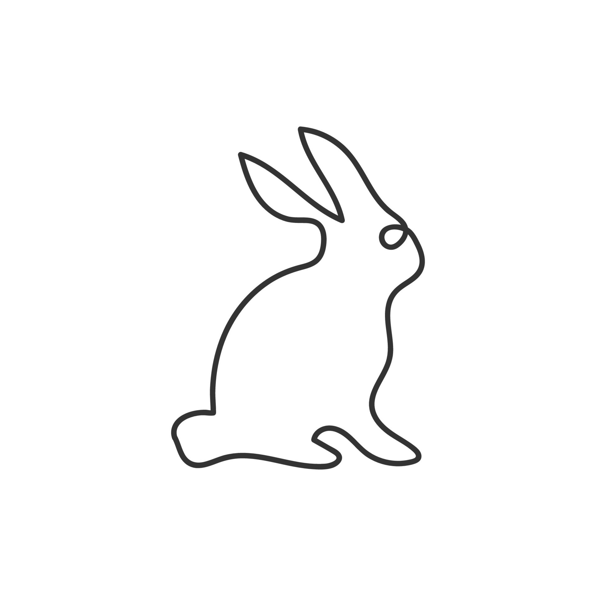 Continuous line rabbit icon. Simple silhoulette bunny symbol. Sign hare