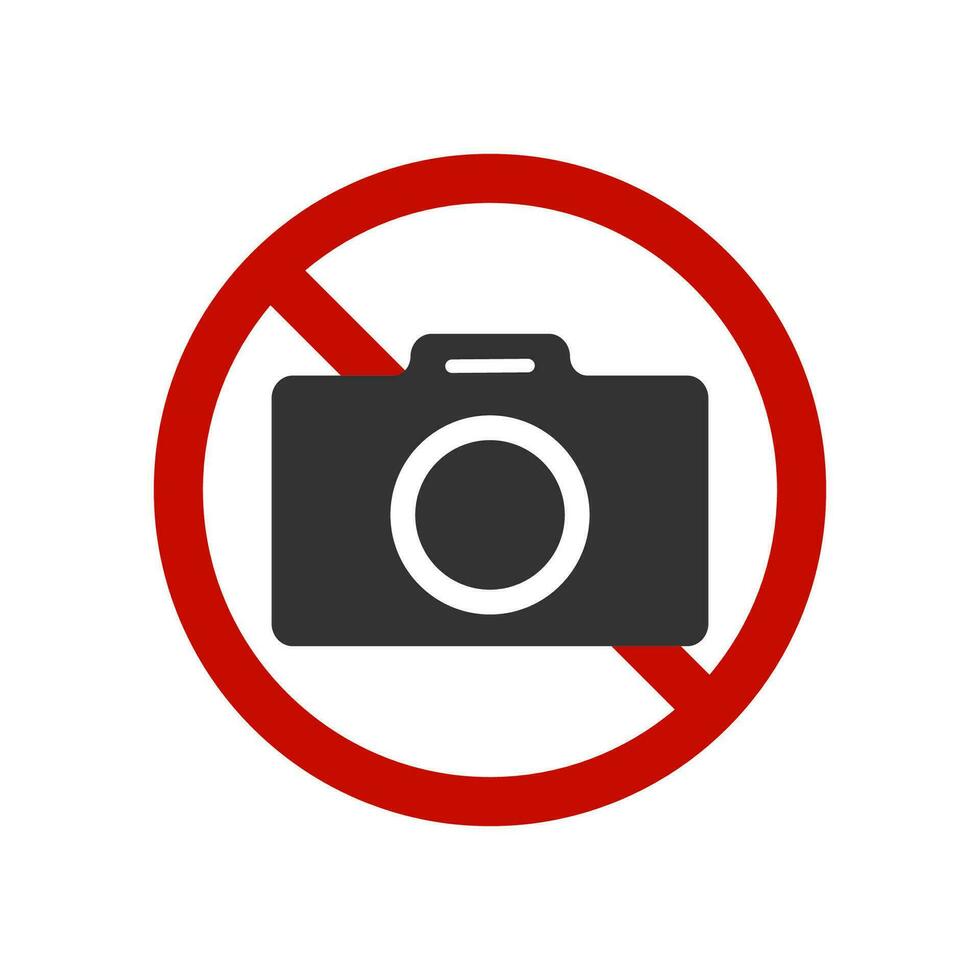 No photograph icon.Stop take pictures symbol. Sign ban camera vector. vector