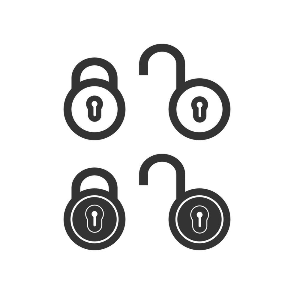 Closed lock and open lock icon. Padlock symbol. Sign safety vector. vector