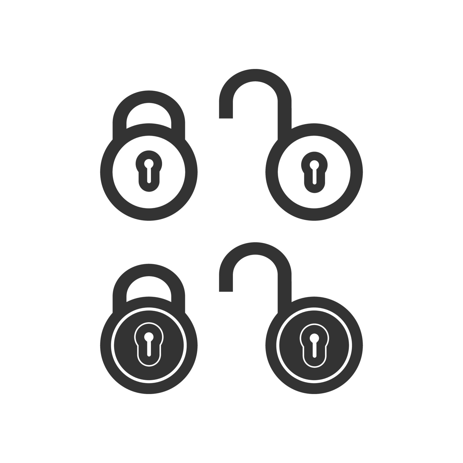 Closed lock and open lock icon. Padlock symbol. Sign safety vector