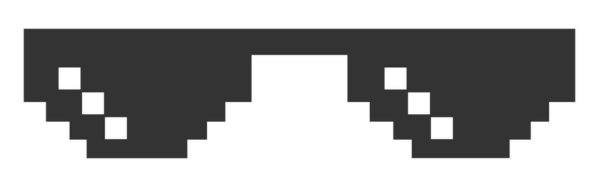 Black glasses 8 bit icon. Thug lifestyle spectakles symbol. Sunglasses sign vector. vector