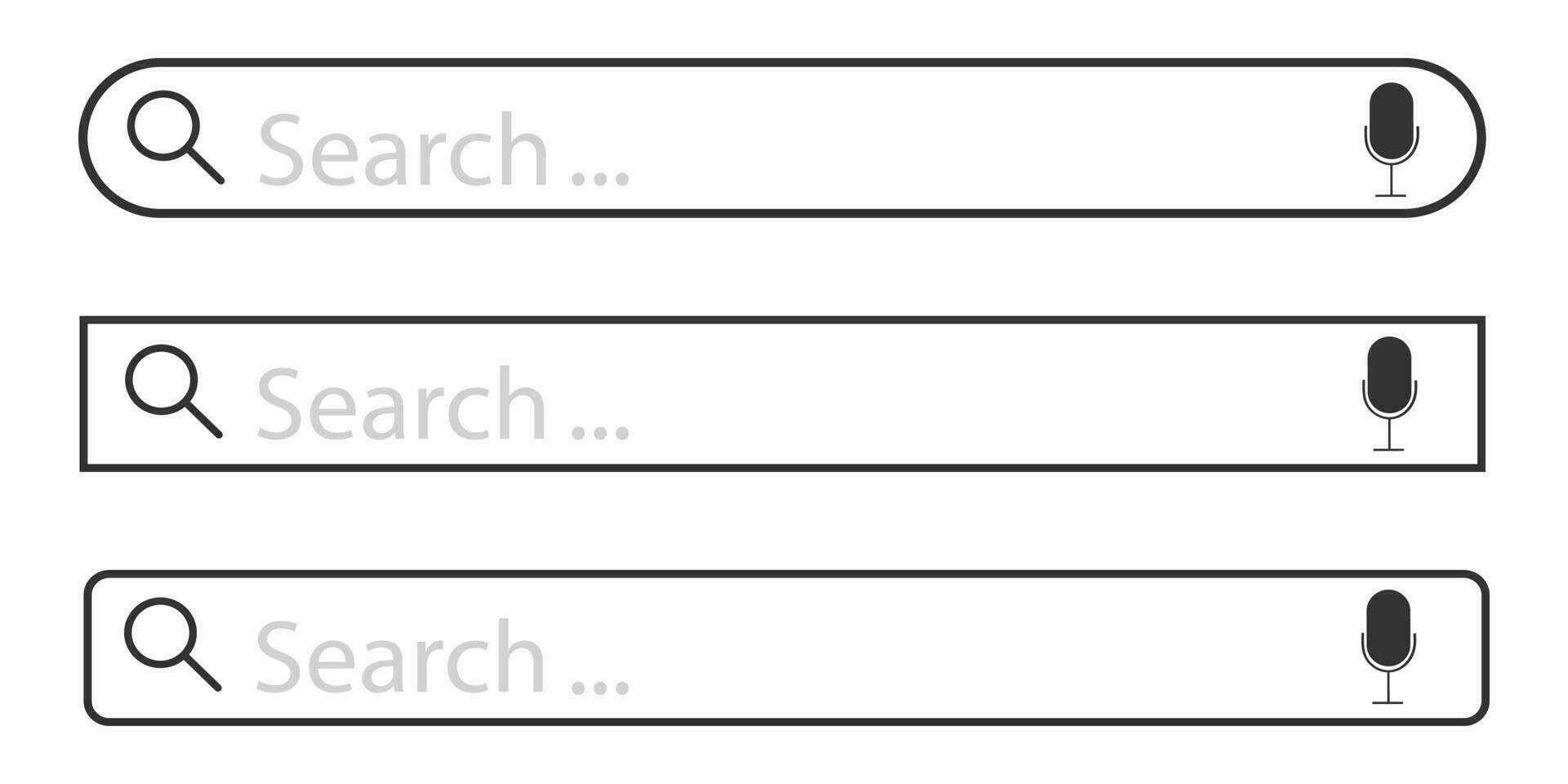 Search bar microphone icons. Website field symbol. Sign app button vector. vector