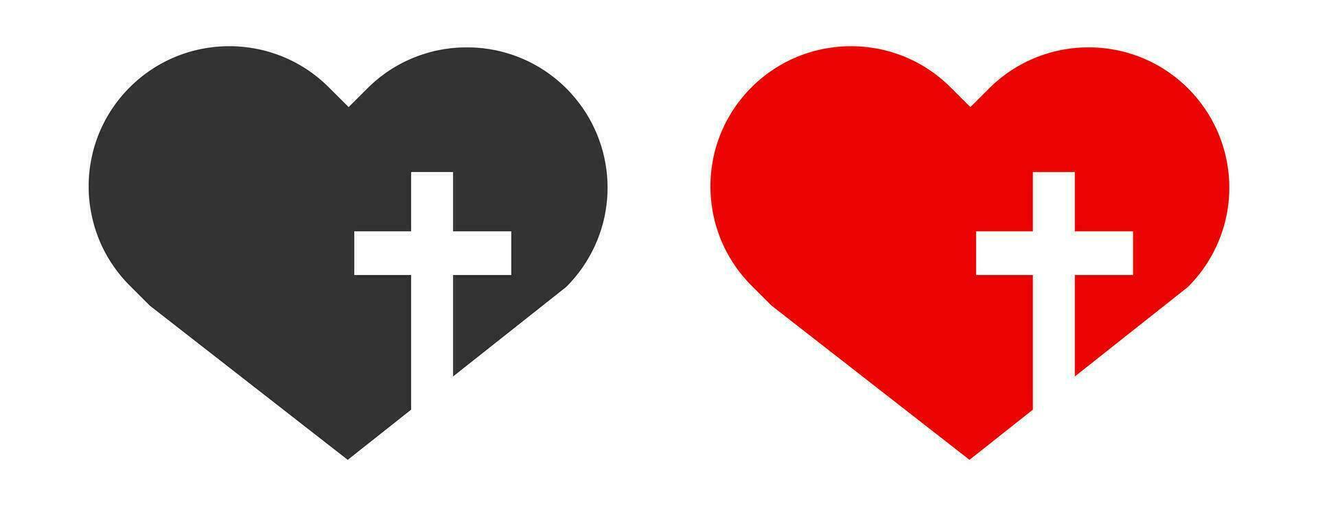Christian heart icon. Human loves God symbol. Sign religion vector. vector