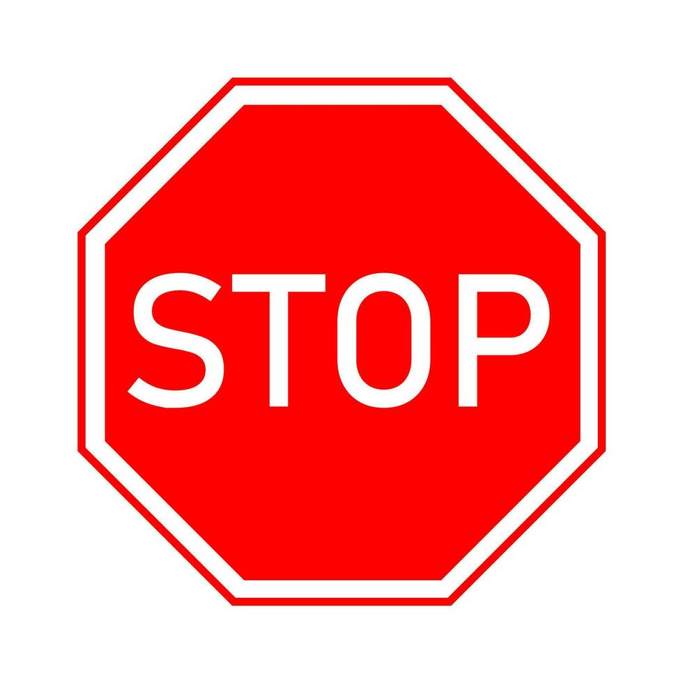 Stop sign icon. Red hexagon road sign symbol. Warning signal danger highway   vector. vector