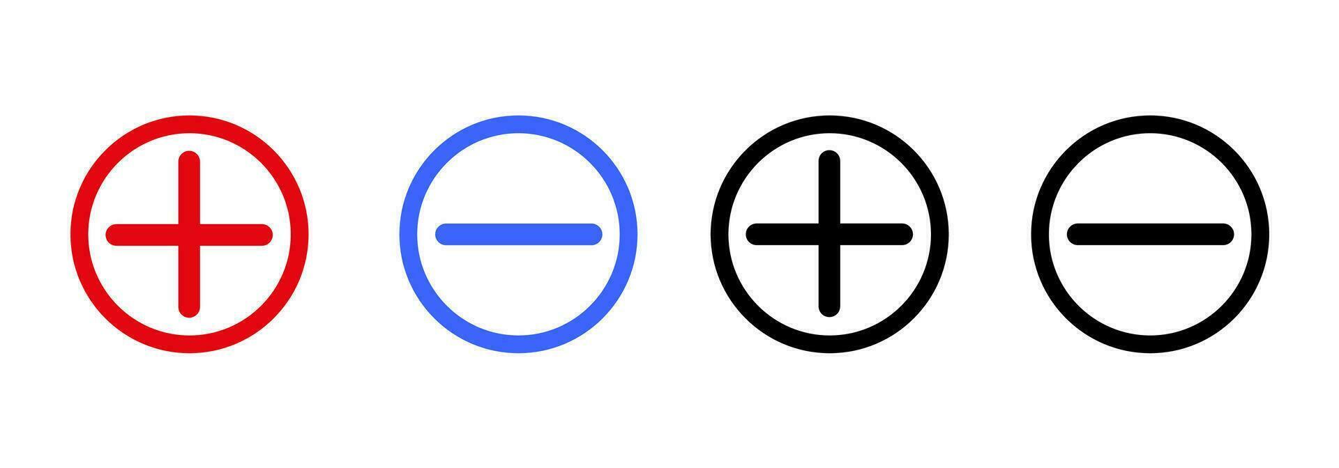 Plus and minus icon. Positive and negative symbol. Sign add, delete vector. vector