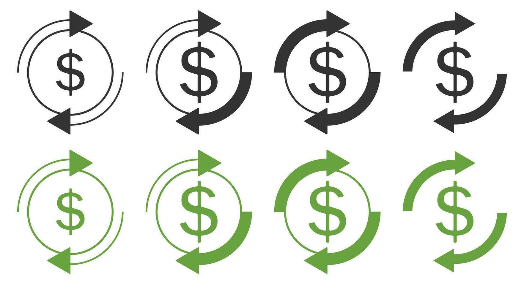 Refresh dollar icon. Repeat payment symbol. Sign update money vector. vector