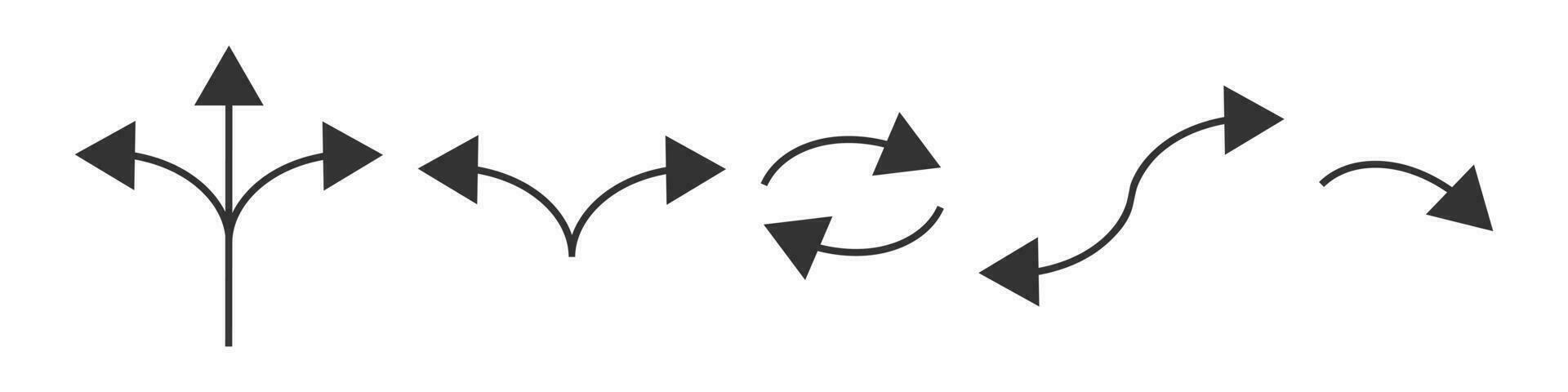Direction arrow icon set. Road way mark symbol. Sign pointing path vector. vector