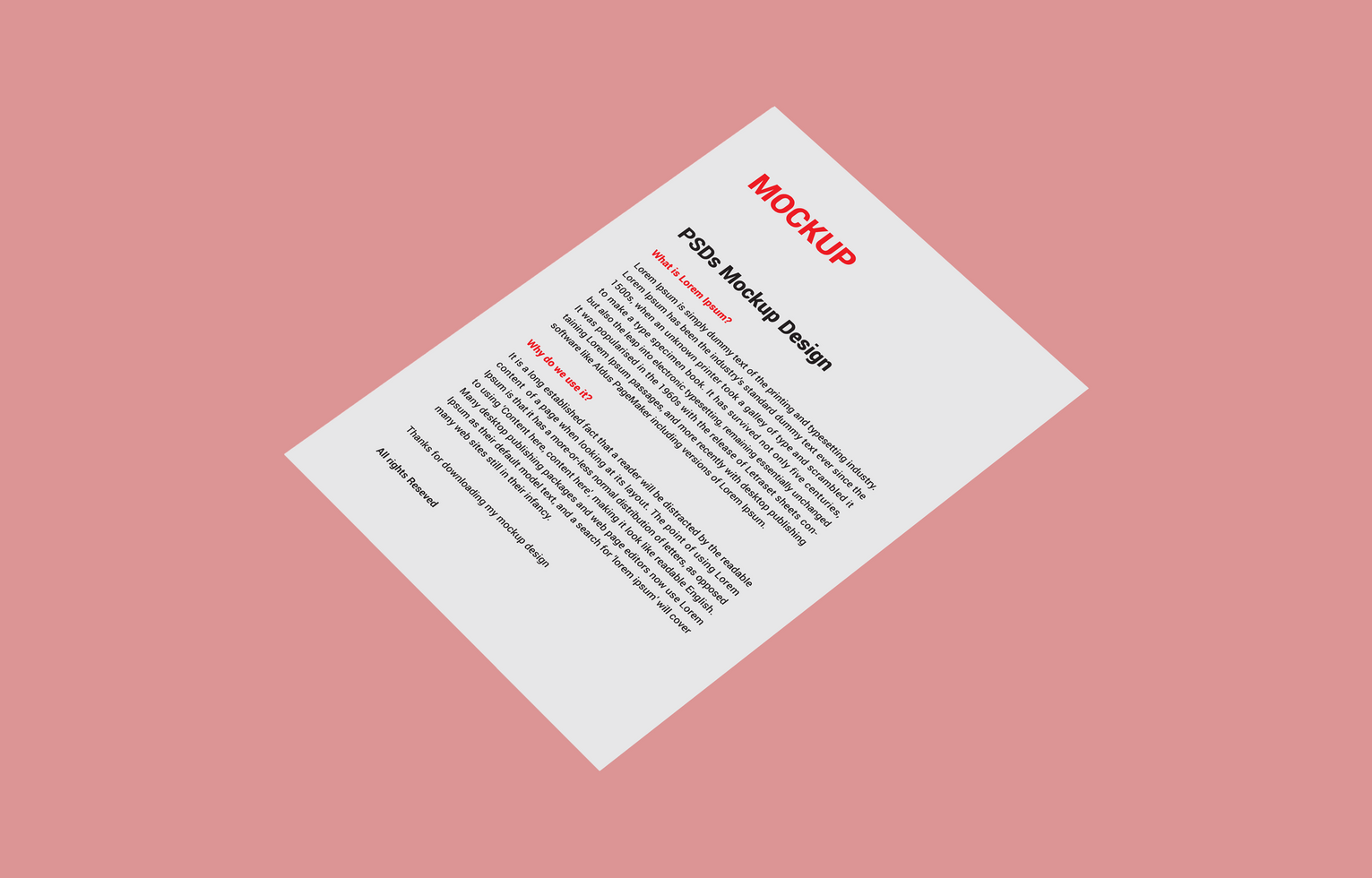 Professional Letterhead, Flyer, Fax Cover, Invoice, Note Paper and menu free PSD mockup file for Presentation