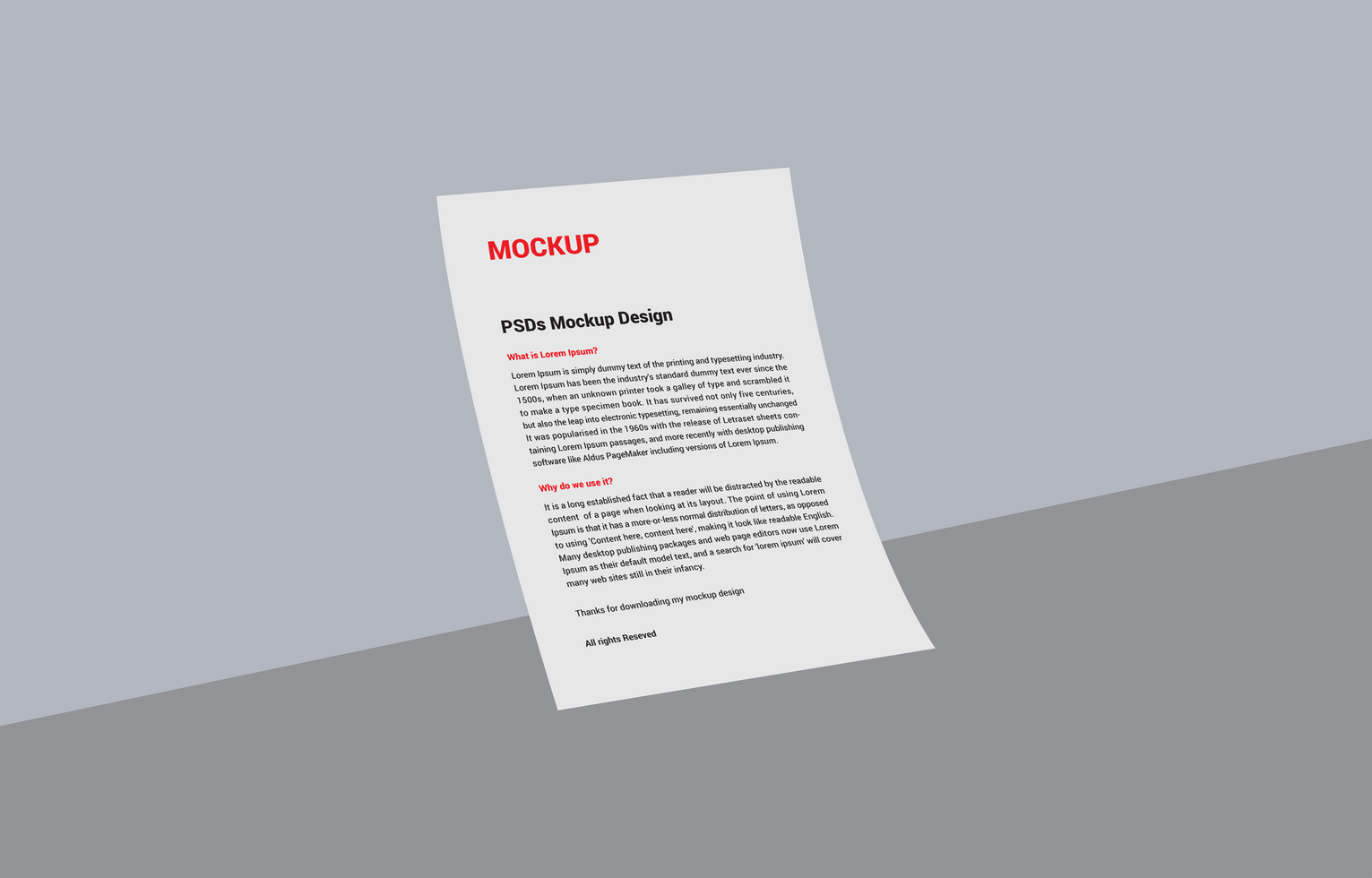 Professional Letterhead, Flyer, Fax Cover, Invoice, Note Paper and menu free PSD mockup file for Presentation