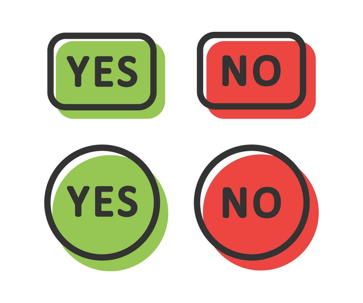 No and yes icon. Povitive and negative choise symbol. Sign app button vector. vector