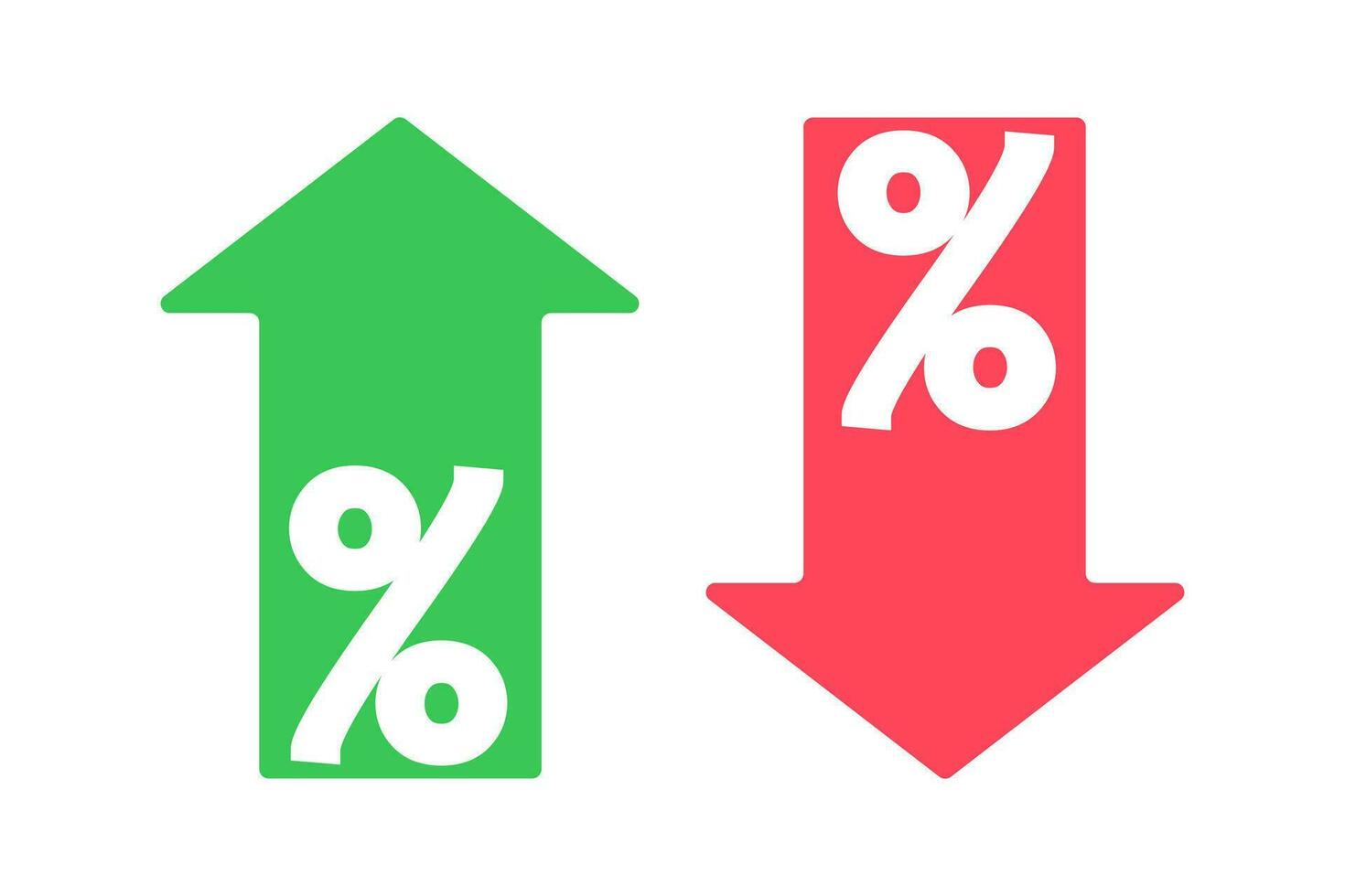 Percent with arrow up, down icon. Bussines symbol. Sign banking vector. vector