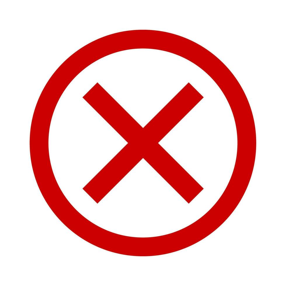 Red cross mark icon. Negative choice symbol. Sign app button. vector