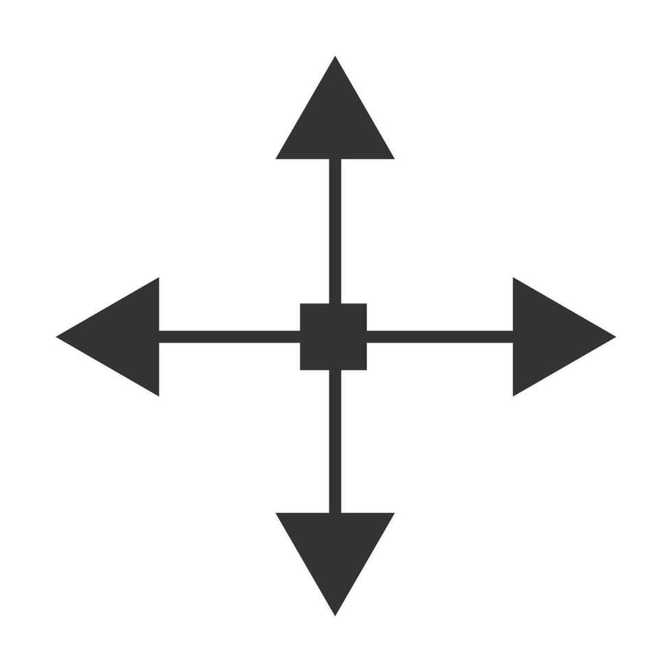 flechas cuatro direcciones icono. navegación símbolo. firmar multi camino vector. vector