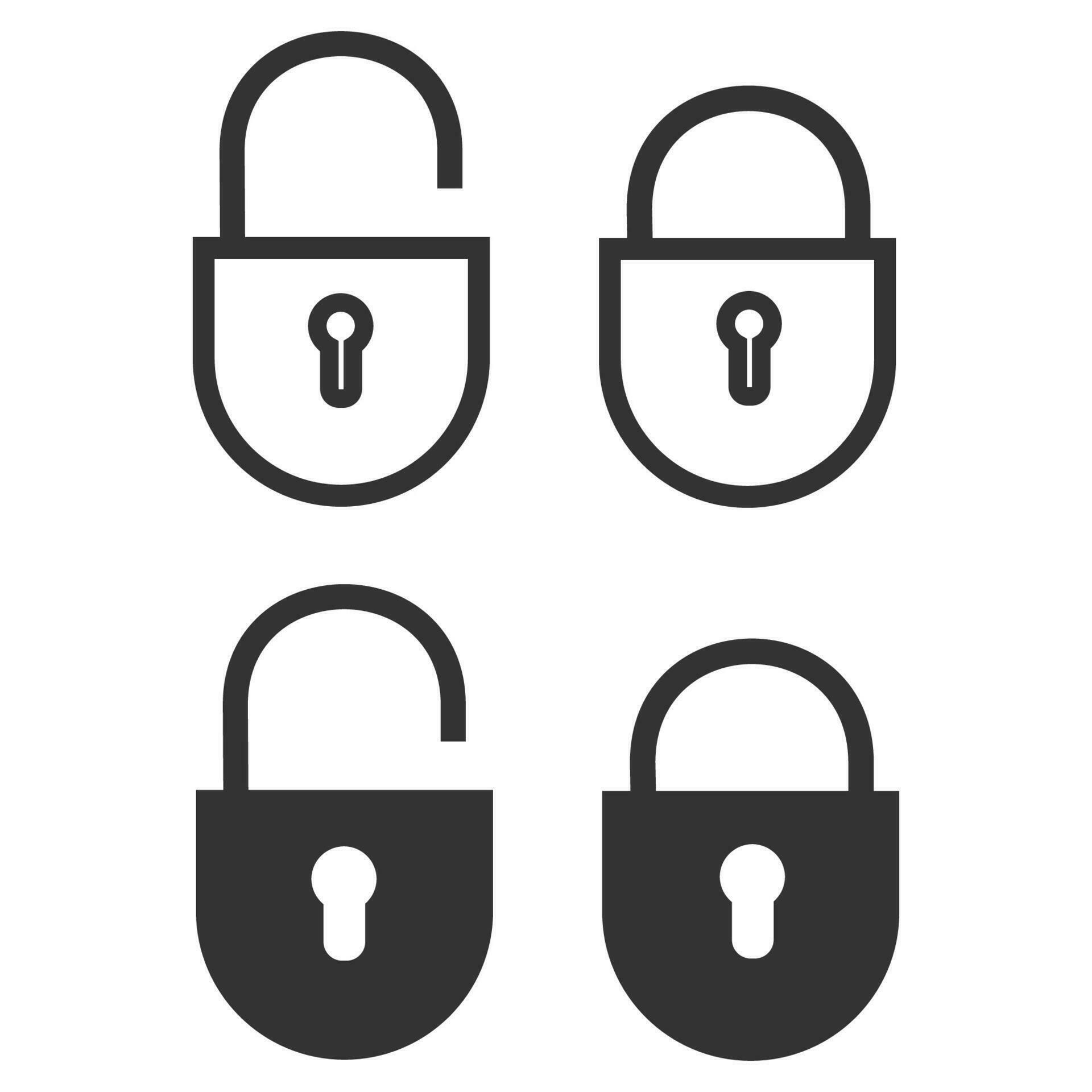 The padlock icon. Closed and open lock symbol. Sign security vector