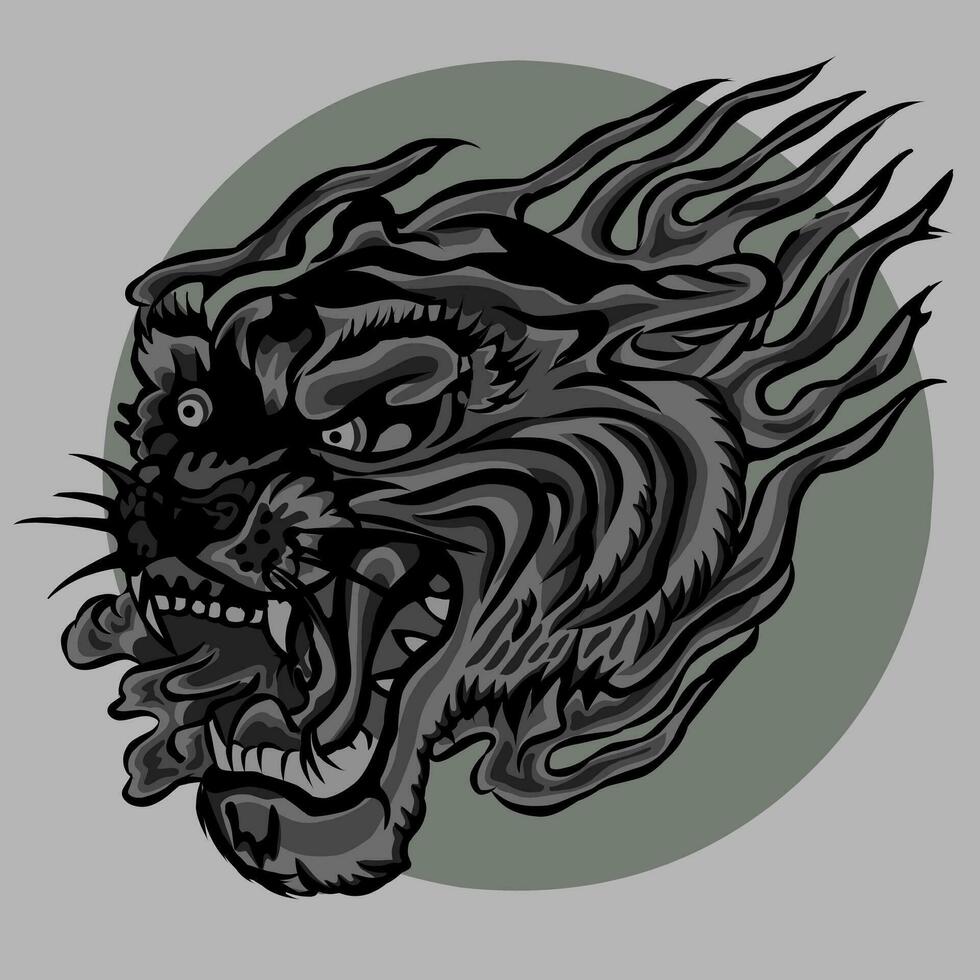 tribal enojado Tigre cabeza. negro Tigre cabeza. vector ilustración Listo para vinilo corte.