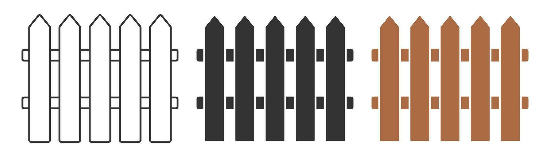Wooden fence icon. Farm barrier symbol. Sign grass border vector. vector