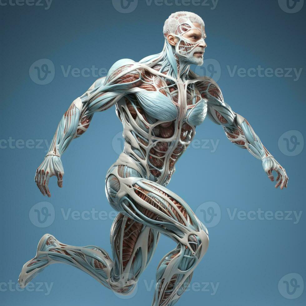 AI generated 3d full body human body bones photo