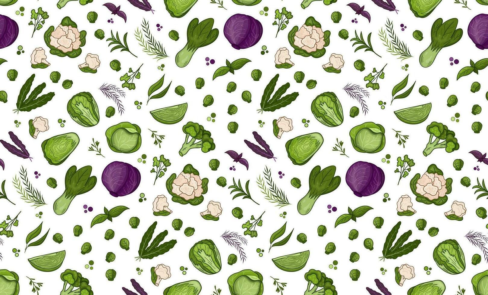 seamless pattern Cabbage vector illustration. Design for kale day, healthy food, health day, recipes