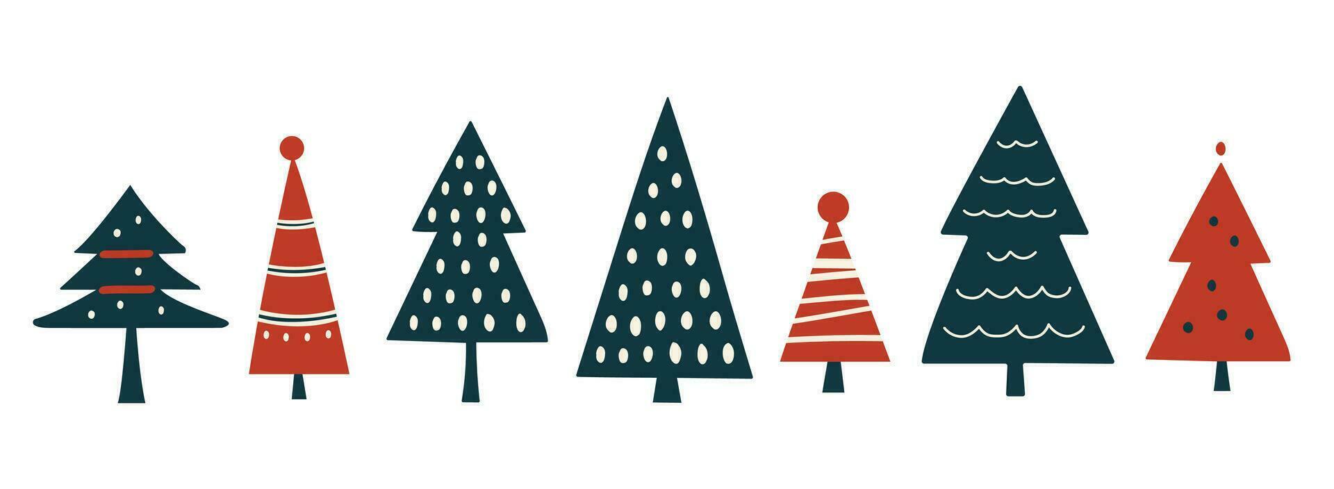 Set of minimal Christman tree elements vector illustration