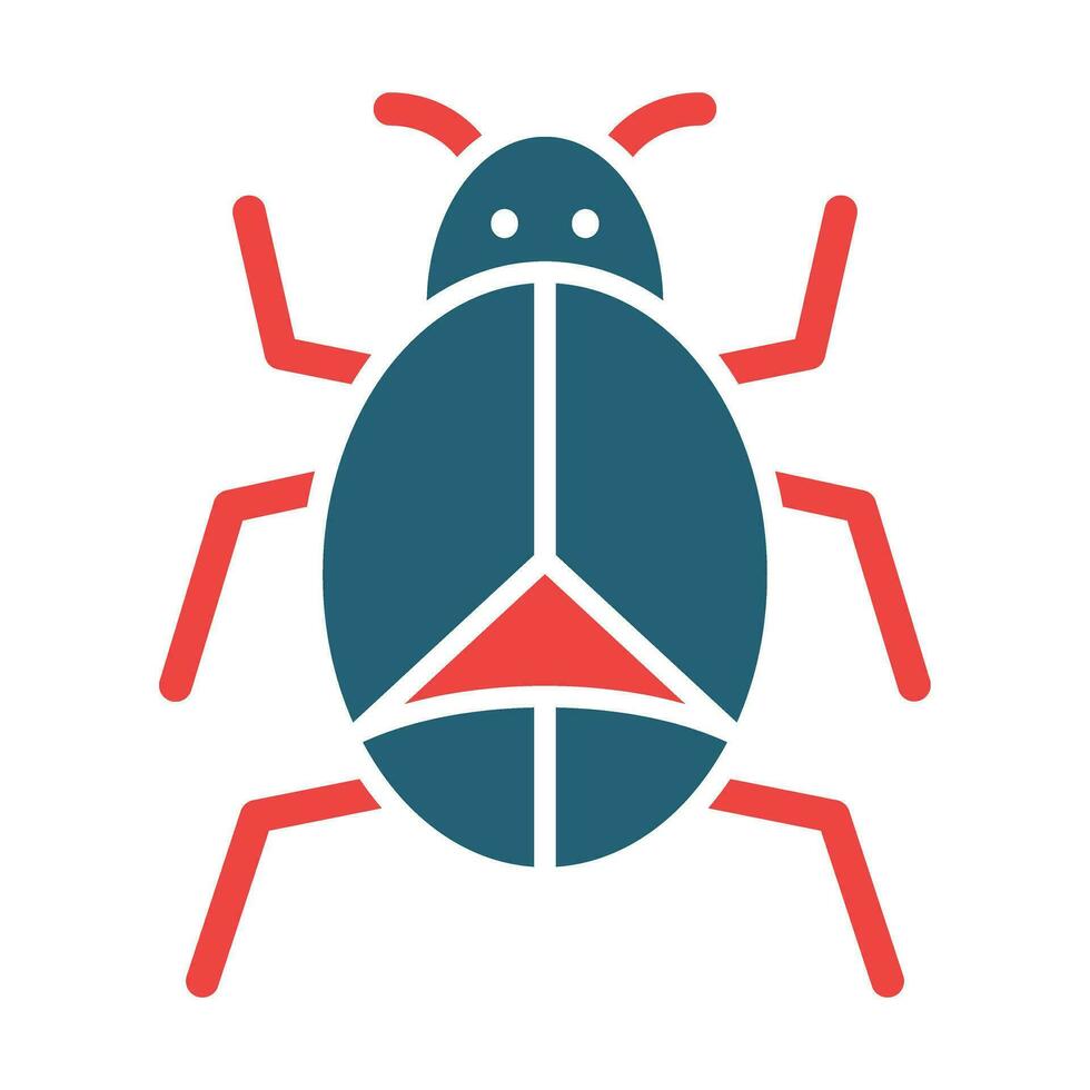 Bug Glyph Two Color Icon Design vector