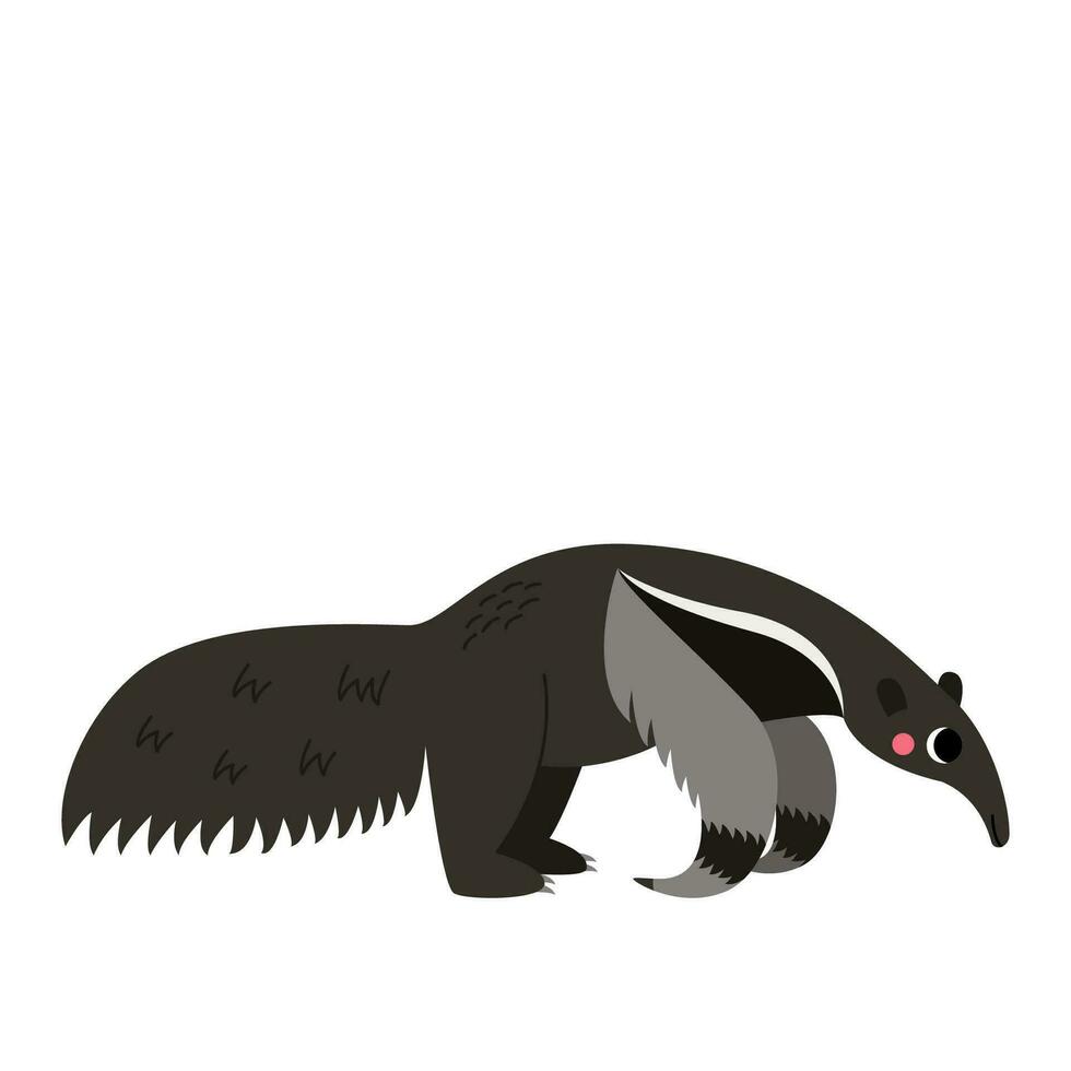 Vector illustration of cute cartoon giant anteater isolated on white background.