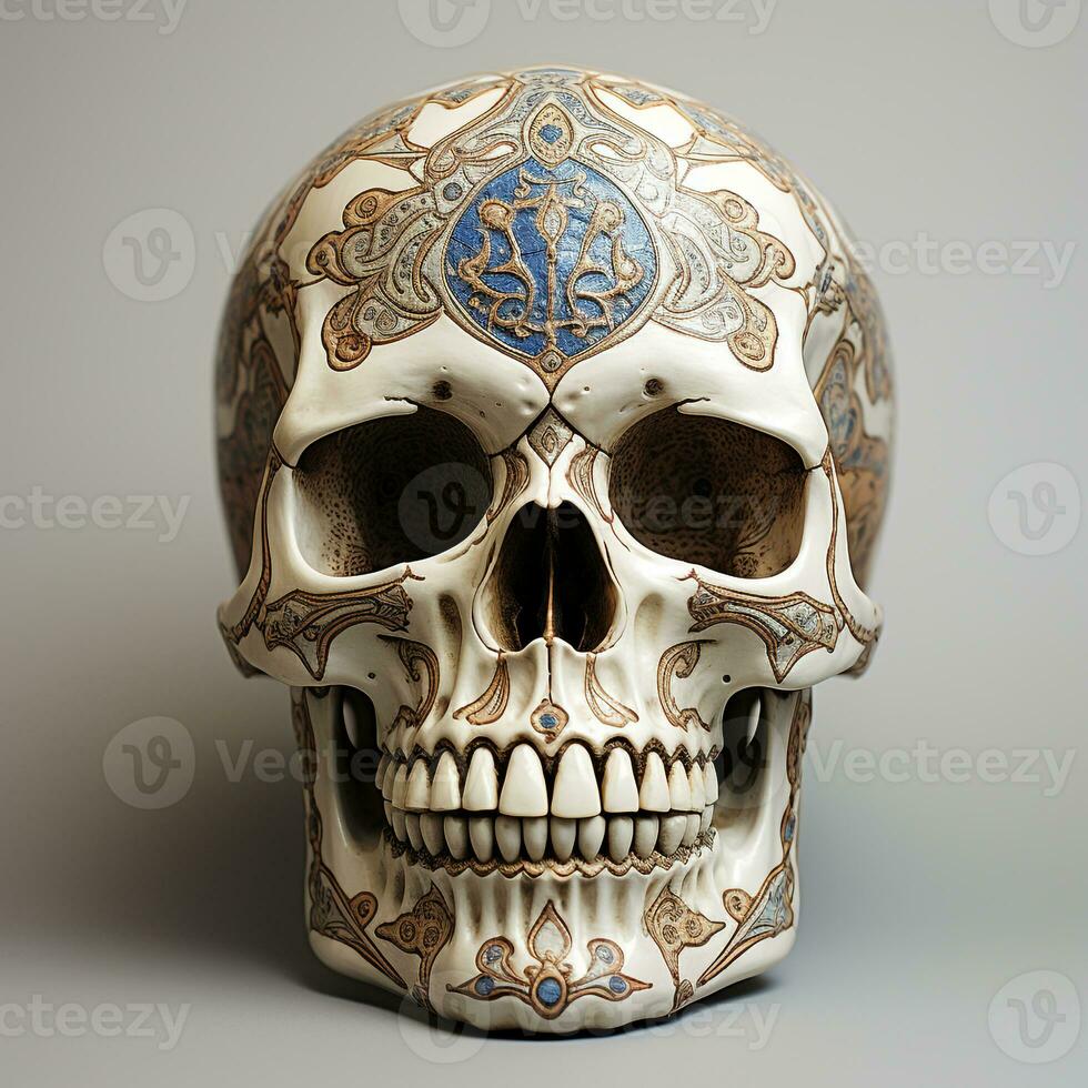 AI generated 3d full body human skull photo