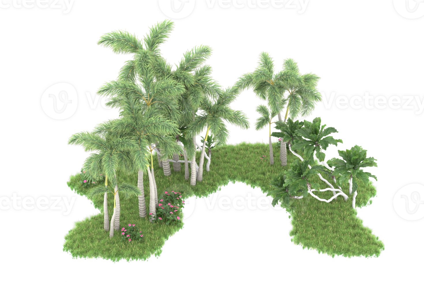 Realistic forest isolated on transparent background. 3d rendering - illustration png
